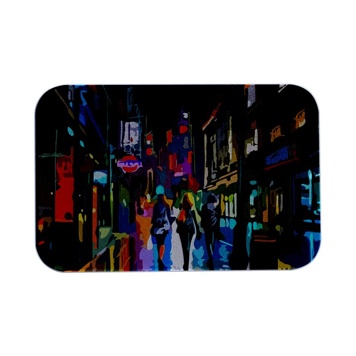 Abstract Vibrant Colour Cityscape Open Lid Metal Box (Silver)  