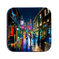 Abstract Vibrant Colour Cityscape Square Metal Box (black) by Ket1n9