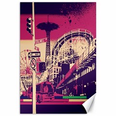 Pink City Retro Vintage Futurism Art Canvas 12  X 18  by Ket1n9