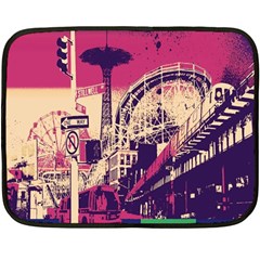 Pink City Retro Vintage Futurism Art Two Sides Fleece Blanket (mini) by Ket1n9