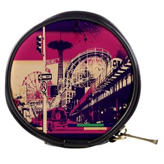 Pink City Retro Vintage Futurism Art Mini Makeup Bag by Ket1n9