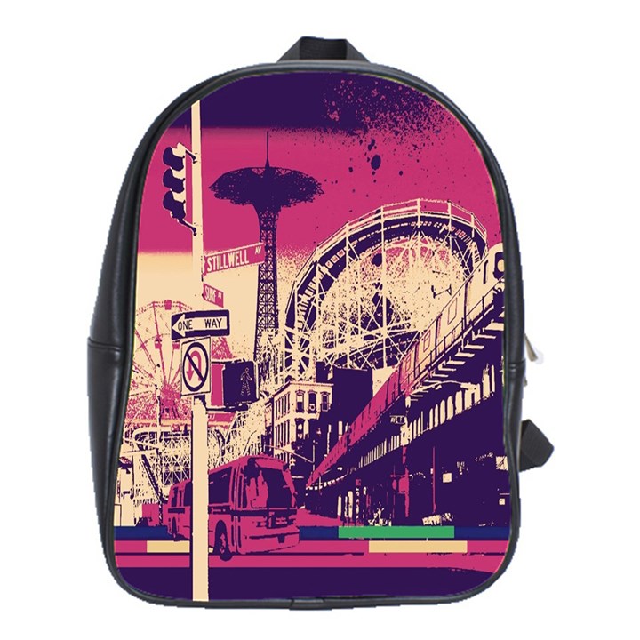 Pink City Retro Vintage Futurism Art School Bag (Large)