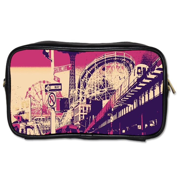 Pink City Retro Vintage Futurism Art Toiletries Bag (Two Sides)