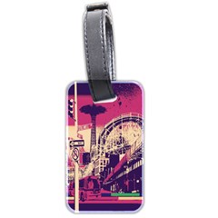 Pink City Retro Vintage Futurism Art Luggage Tag (two Sides) by Ket1n9