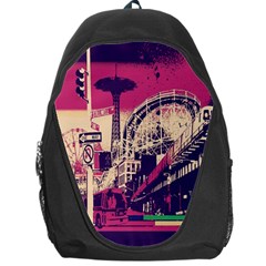 Pink City Retro Vintage Futurism Art Backpack Bag by Ket1n9