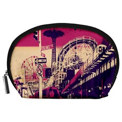 Pink City Retro Vintage Futurism Art Accessory Pouch (large) by Ket1n9