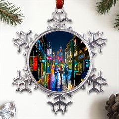 Abstract Vibrant Colour Cityscape Metal Large Snowflake Ornament by Ket1n9