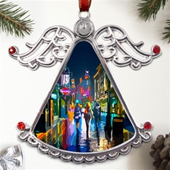 Abstract Vibrant Colour Cityscape Metal Angel With Crystal Ornament by Ket1n9