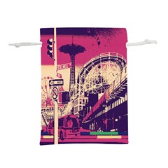 Pink City Retro Vintage Futurism Art Lightweight Drawstring Pouch (s) by Ket1n9