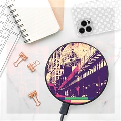 Pink City Retro Vintage Futurism Art Wireless Fast Charger(black) by Ket1n9