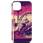 Pink City Retro Vintage Futurism Art iPhone 14 Plus Black UV Print Case Front