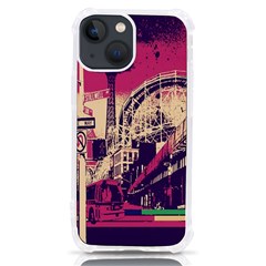 Pink City Retro Vintage Futurism Art Iphone 13 Mini Tpu Uv Print Case by Ket1n9