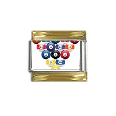 Racked Billiard Pool Balls Gold Trim Italian Charm (9mm) by Ket1n9