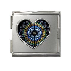 Stained Glass Rose Window In France s Strasbourg Cathedral Mega Link Heart Italian Charm (18mm) by Ket1n9