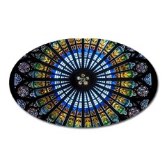 Stained Glass Rose Window In France s Strasbourg Cathedral Oval Magnet by Ket1n9