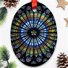 Stained Glass Rose Window In France s Strasbourg Cathedral Oval Ornament (two Sides) by Ket1n9