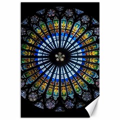 Stained Glass Rose Window In France s Strasbourg Cathedral Canvas 12  X 18  by Ket1n9