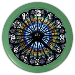 Stained Glass Rose Window In France s Strasbourg Cathedral Color Wall Clock by Ket1n9