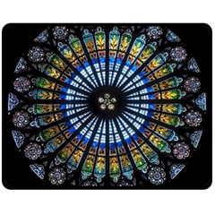 Stained Glass Rose Window In France s Strasbourg Cathedral Fleece Blanket (medium) by Ket1n9