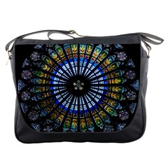 Stained Glass Rose Window In France s Strasbourg Cathedral Messenger Bag by Ket1n9