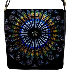 Stained Glass Rose Window In France s Strasbourg Cathedral Flap Closure Messenger Bag (s) by Ket1n9