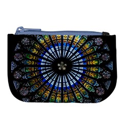 Stained Glass Rose Window In France s Strasbourg Cathedral Large Coin Purse by Ket1n9