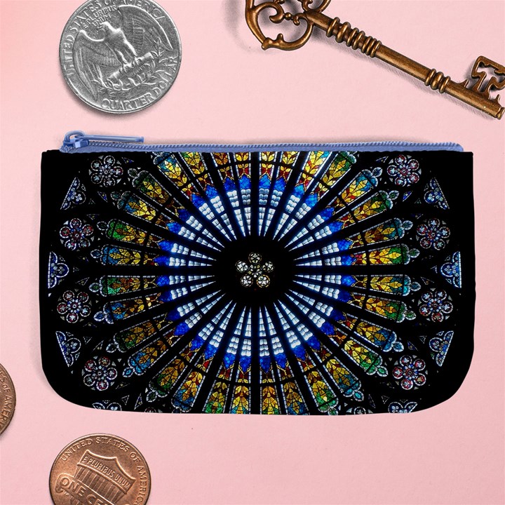 Stained Glass Rose Window In France s Strasbourg Cathedral Large Coin Purse