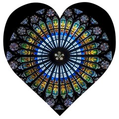 Stained Glass Rose Window In France s Strasbourg Cathedral Wooden Puzzle Heart by Ket1n9