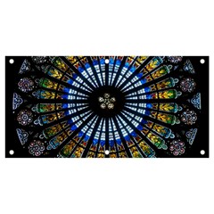 Stained Glass Rose Window In France s Strasbourg Cathedral Banner And Sign 4  X 2  by Ket1n9