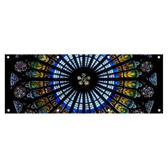 Stained Glass Rose Window In France s Strasbourg Cathedral Banner And Sign 8  X 3  by Ket1n9