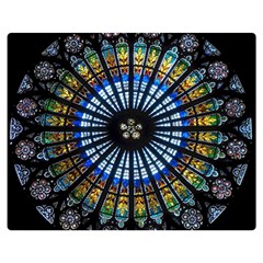 Stained Glass Rose Window In France s Strasbourg Cathedral Premium Plush Fleece Blanket (medium) by Ket1n9