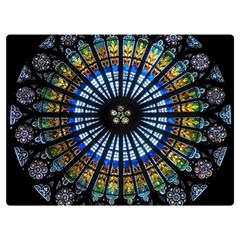 Stained Glass Rose Window In France s Strasbourg Cathedral Two Sides Premium Plush Fleece Blanket (extra Small) by Ket1n9