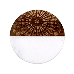 Stained Glass Rose Window In France s Strasbourg Cathedral Classic Marble Wood Coaster (round)  by Ket1n9