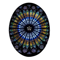 Stained Glass Rose Window In France s Strasbourg Cathedral Oval Glass Fridge Magnet (4 Pack) by Ket1n9