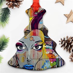 Graffiti Mural Street Art Painting Christmas Tree Ornament (two Sides) by Ket1n9