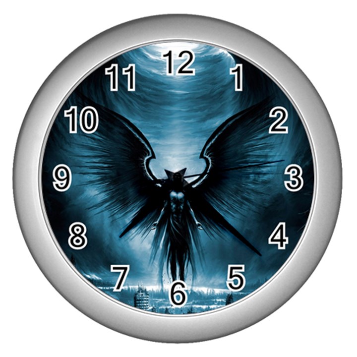 Rising Angel Fantasy Wall Clock (Silver)