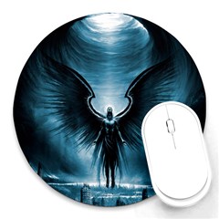 Rising Angel Fantasy Round Mousepad by Ket1n9