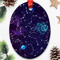 Realistic Night Sky Poster With Constellations Oval Ornament (two Sides) by Ket1n9