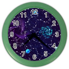 Realistic Night Sky Poster With Constellations Color Wall Clock by Ket1n9