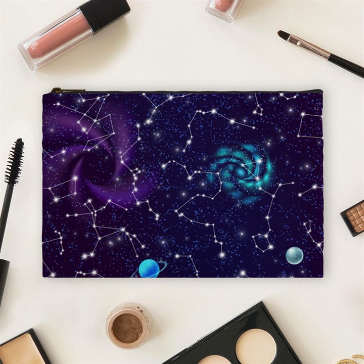 Realistic Night Sky Poster With Constellations Cosmetic Bag (Large)