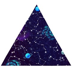 Realistic Night Sky Poster With Constellations Wooden Puzzle Triangle by Ket1n9