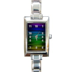 Blue And Green Lines Rectangle Italian Charm Watch by Ket1n9