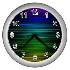 Blue And Green Lines Wall Clock (silver) by Ket1n9