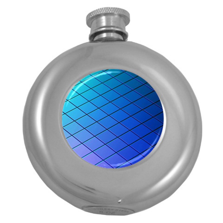 Blue Pattern Plain Cartoon Round Hip Flask (5 oz)