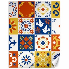 Mexican Talavera Pattern Ceramic Tiles With Flower Leaves Bird Ornaments Traditional Majolica Style Canvas 18  X 24  by Ket1n9