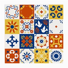 Mexican Talavera Pattern Ceramic Tiles With Flower Leaves Bird Ornaments Traditional Majolica Style Medium Glasses Cloth by Ket1n9