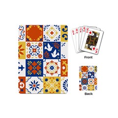 Mexican Talavera Pattern Ceramic Tiles With Flower Leaves Bird Ornaments Traditional Majolica Style Playing Cards Single Design (mini) by Ket1n9