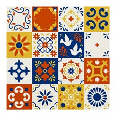 Mexican Talavera Pattern Ceramic Tiles With Flower Leaves Bird Ornaments Traditional Majolica Style Banner And Sign 3  X 3  by Ket1n9