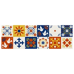 Mexican Talavera Pattern Ceramic Tiles With Flower Leaves Bird Ornaments Traditional Majolica Style Banner And Sign 9  X 3  by Ket1n9