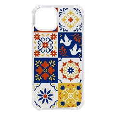 Mexican Talavera Pattern Ceramic Tiles With Flower Leaves Bird Ornaments Traditional Majolica Style Iphone 14 Tpu Uv Print Case by Ket1n9